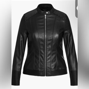 Ribbed Faux Leather Biker Jacket
City Chic
